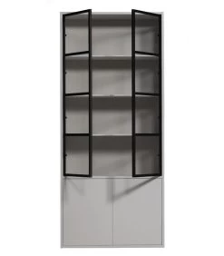 VTwonen 4-Deurs Vitrinekast Basic - Grenen - Mist - 230x101x40 -Woninginrichting 03c3ff48c8b84478a8b4afaa6fbf6006