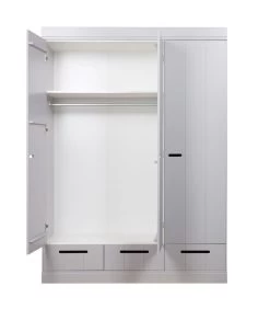 WOOOD Connect Kast 3-Deurs Met Lade - Grenen - Betongrijs - 195x140x53 -Woninginrichting 06365f04b4d744d38517ad83e64e5197