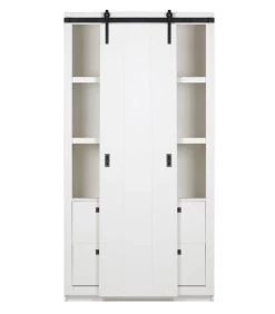 VTwonen Slide Kast Barn - Bezaagd Grenen - Wit - 230x122x37 8 VTwonen Slide Kast Barn - Bezaagd Grenen - Wit - 230x122x37 -Woninginrichting 066b1f5bb23746cdbd5cbd93265b8bde