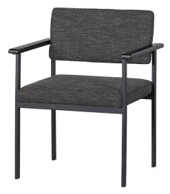 WOOOD Eetkamerstoel Gust - Polyester - Donkergrijs - Set Van 2