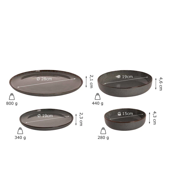 Palmer Serviesset Antigo Porselein 4-persoons 16-delig Blauw 4 Palmer Serviesset Antigo Porselein 4-persoons 16-delig Blauw - Afbeelding 2