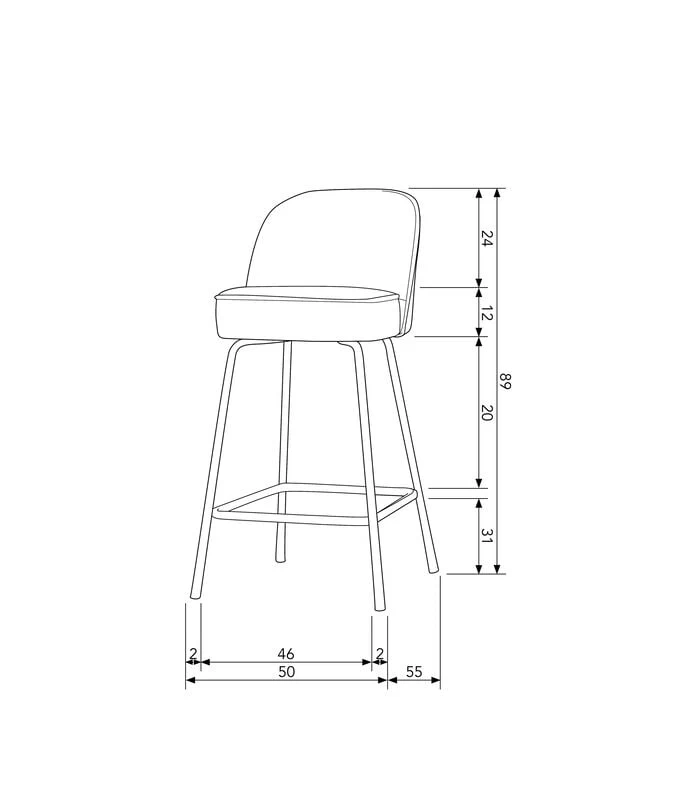 BePureHome Barstoel Vogue - Fluweel - Roest - 89x50x55 4 BePureHome Barstoel Vogue - Fluweel - Roest - 89x50x55 - Afbeelding 2