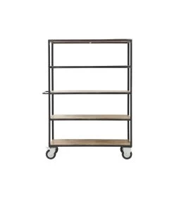 House Doctor Rek Met 4 Wielen, Zwart / Hout