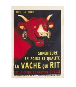 Coucke - Bel Et Vache Qui Rit - Katoenen Theedoek Met Print 50 X 75 Cm