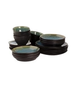 Palmer Serviesset Lotus Stoneware 6 Persoons 24delig Turquoise