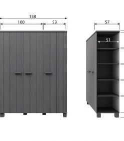 WOOOD Dennis 3-Deurs Kast - Grenen/Leer - Staal Grijs - 202x158x55 7 WOOOD Dennis 3-Deurs Kast - Grenen/Leer - Staal Grijs - 202x158x55 -Woninginrichting 17dd976976294712a96a94bd217c96e6