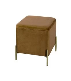 Leitmotiv Poef Snog - Cognac Bruin/Goud - 45x45x47cm