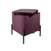 Leitmotiv Poef Snog - Velvet Donkerpaars, Mat Zwarte Poten - 45x45x47cm -Woninginrichting 1a83762184294ae18b9dbe64cf86e0a0