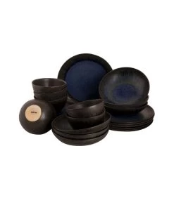 Palmer Serviesset Tama Stoneware 6-persoons 24-delig Blauw Zwart