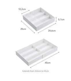 Yamazaki Extendable Cutlery Tray With Slide - Tower - White -Woninginrichting 25bb1595ceb74e48ab3a2b5f2efba968