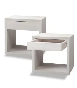 2 X Zwevend Nachtkastje HUGO Met Lade In Berkenhout