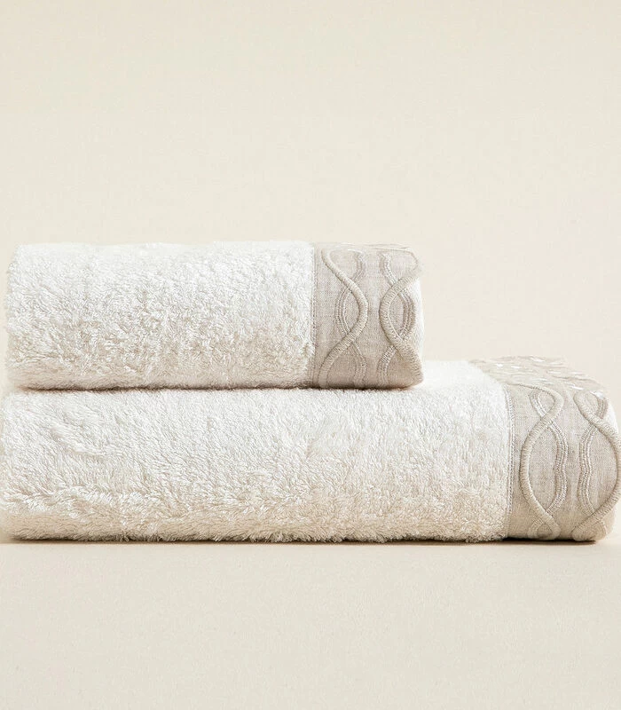 Gezichtshanddoek Border 50x90 Cm Ecru 4 Gezichtshanddoek Border 50x90 Cm Ecru - Afbeelding 2