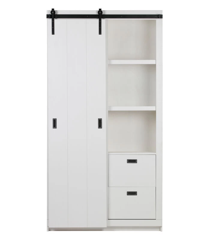 VTwonen Slide Kast Barn - Bezaagd Grenen - Wit - 230x122x37 3 VTwonen Slide Kast Barn - Bezaagd Grenen - Wit - 230x122x37