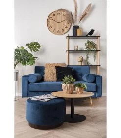Leitmotiv Poef W. Wood Rim - Velvet Jeans Blauw - Large - 50x30cm -Woninginrichting 3bf3e124901d468daf789bfea0d8f469