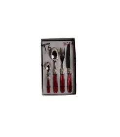 Bestekset Mona Lisa 18/10 16-delig Rood Zilver 4-persoons -Woninginrichting 426704d4767744818bacb0f1df20be54