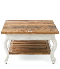 Bijzettafel Hout - Driftwood Table - 70x70 Cm - Wit