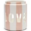 Windlicht Porselein Gesptreept Met Tekst - Love - Roze/ Wit