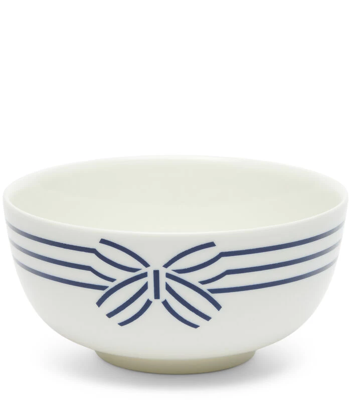 Kom, Ontbijtkom, Schaaltje Strepen Met Strik - Shoreline - Blauw/ Wit 3 Kom, Ontbijtkom, Schaaltje Strepen Met Strik - Shoreline - Blauw/ Wit