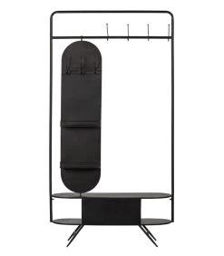 WOOOD Rink Kapstok Met Spiegel - Metaal - Zwart - 188x99x34 -Woninginrichting 503ec1663a224e1ba077023126886d14