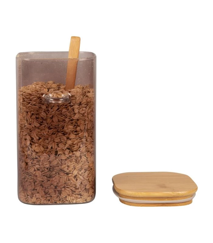 PRESENT TIME Voorraadpot Square - Bruin - 10x12x19 Cm 4 PRESENT TIME Voorraadpot Square - Bruin - 10x12x19 Cm - Afbeelding 2