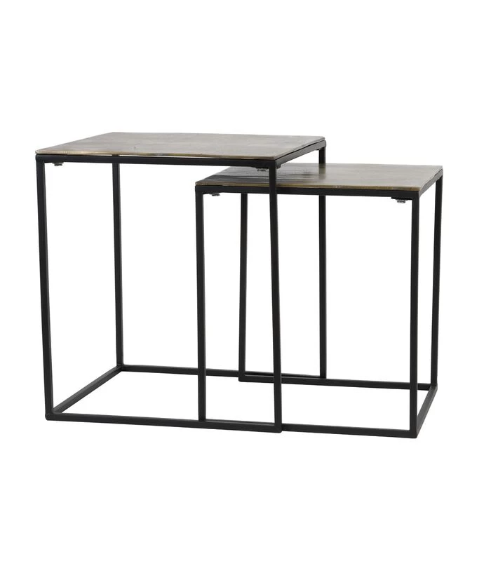 Bijzettafel Banos - Antiek Brons - Set 3 Bijzettafel Banos - Antiek Brons - Set