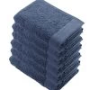 6x Remade Cotton Handdoeken 60x110 Cm Blauw