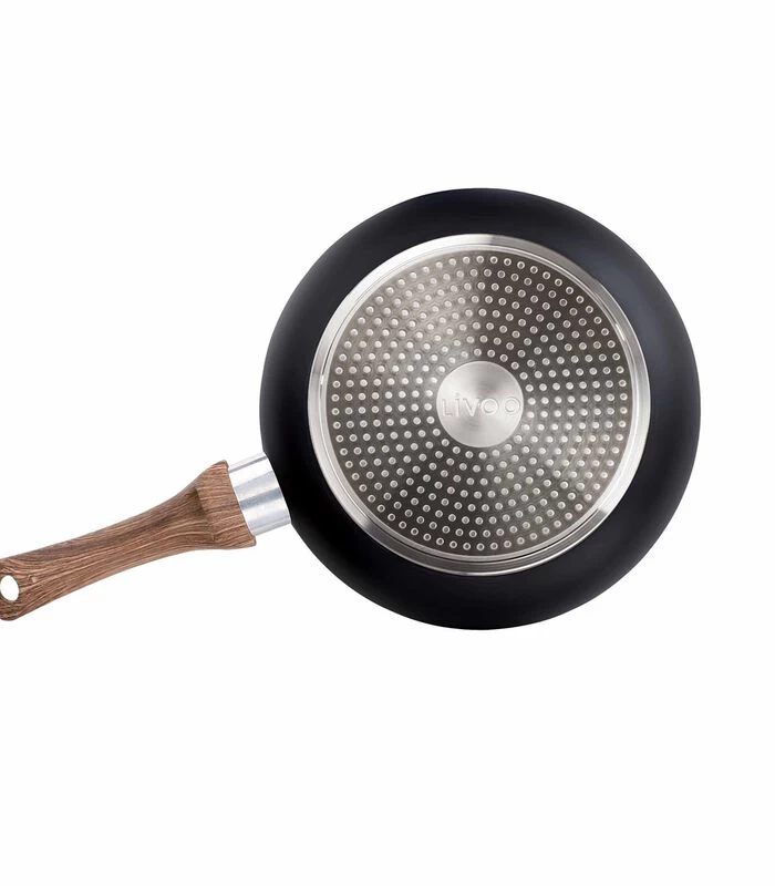 LIVOO Set Van 3 Pannen Met Steen- En Houtlook 4 LIVOO Set Van 3 Pannen Met Steen- En Houtlook - Afbeelding 2