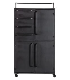BePureHome Black Beauty Kast Op Wielen - Metaal - Zwart - 144x75x39