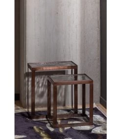 Dia Bijzettafels - Metaal/glas - Antique Brass - Set Van 2 -Woninginrichting 5a4420acdd53414bb5138ef91a281944