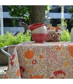 Gecoat Tafelkleed Mimosa Rode Linnen Ondergrond