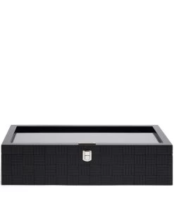 Theedoos Glazen Deksel, 12 Vakken - Soho - Zwart