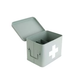 PRESENT TIME Medicijnkist - Medium - Metaal Mat Grijs/Groen - 21,5x15,5x16cm -Woninginrichting 6713c60d1a6143bd8854feda48d9bb75