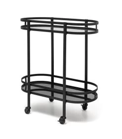 Serveerwagen 71x32xH79cm 2 Lagen Zwart Bar