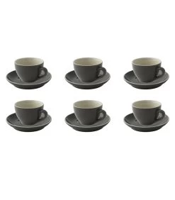 Palmer Cappuccinokop En Schotel Colors 18 Cl 14 Cm Grijs Porselein 6 Stuk(s)
