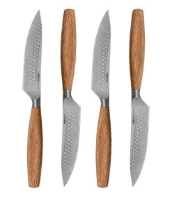 Steakmessenset Oslo+ - 4 Stuks - Multifunctioneel - Non-stick - Eikenhout