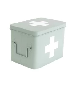 PRESENT TIME Medicijnkist - Medium - Metaal Mat Grijs/Groen - 21,5x15,5x16cm -Woninginrichting 7dd033bcf8e74b798b6398baec4c2d22