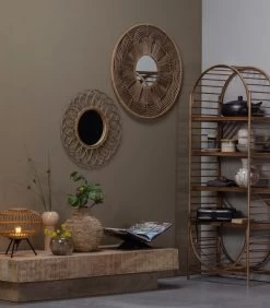 Flores Spiegel Rond - Bamboe - Naturel - 59x59x2 -Woninginrichting 812183bc31934822b0d313c20bfdc89a