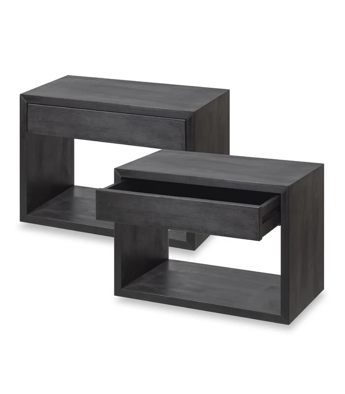 2 X Zwevend Nachtkastje HUGO Met Brede Lade In Berkenhout 3 2 X Zwevend Nachtkastje HUGO Met Brede Lade In Berkenhout