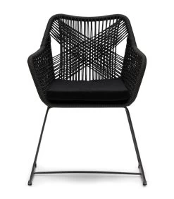 Tuinstoel - Draadstoel - Puerto Rico Outdoor Dining Armchair With Cushion - Zwart