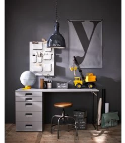 VTwonen Spider Kruk - Hout/Metaal - Mango/Grijs - 48-60x32x32 -Woninginrichting 8d117343fbec495886a234387f0dfb17