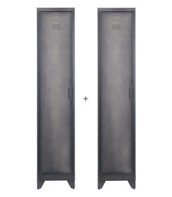 WOOOD Cas Lockerkast 1-Deurs - Metaal - Zwart - Set Van 2