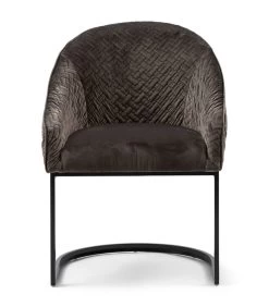Eetkamerstoel Met Armleuning - Lincoln Dining Armchair - Velvet - Antraciet Grijs
