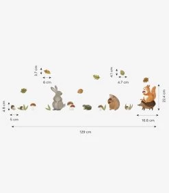 NORWOOD Muursticker Kinderkamer - Bos : Konijn Egel Eekhoorn - 29,7 X 42 Cm -Woninginrichting 95b9abd83366483baa6c54fbf3dc6818