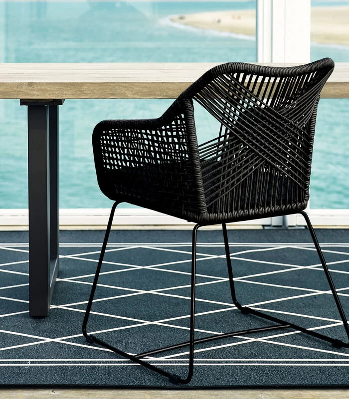 Tuinstoel - Draadstoel - Puerto Rico Outdoor Dining Armchair With Cushion - Zwart 4 Tuinstoel - Draadstoel - Puerto Rico Outdoor Dining Armchair With Cushion - Zwart - Afbeelding 2