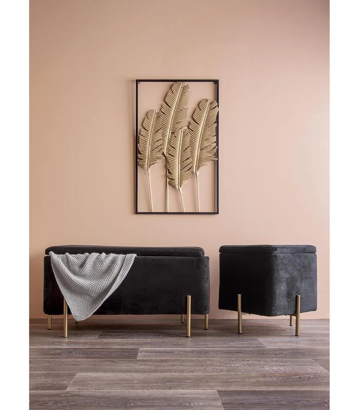 PRESENT TIME Muurkunst Feathers - IJzer, Goud - 89x53x1,5cm 4 PRESENT TIME Muurkunst Feathers - IJzer, Goud - 89x53x1,5cm - Afbeelding 2