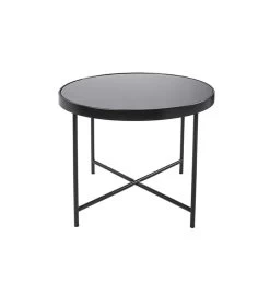 Leitmotiv Salontafel Smooth - Mat Zwart, Zwart Glas Top - 60x46cm
