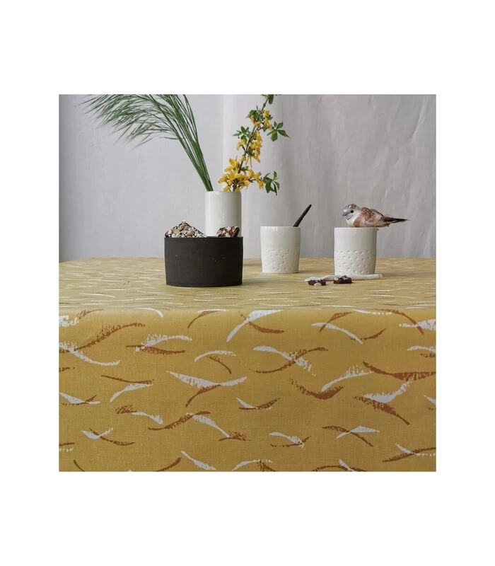 Rond Of Ovaal Gecoat Tafelkleed Gele Golven 4 Rond Of Ovaal Gecoat Tafelkleed Gele Golven - Afbeelding 2