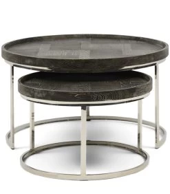 Salontafel Rond - Theodore Table - Set Van 2 Stuks - Zilver