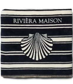 Woninginrichting 17 Plaid, Deken Gestreept Schelp - Shoreline - Donkerblauw - 170x130 CM