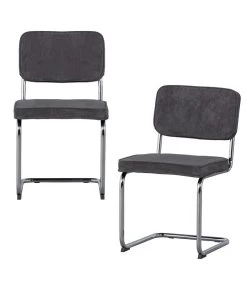 Corduroy Buisframe Stoel - Ribstof - Antraciet - Set Van 2